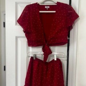 Matching Red Polka Dot Short Set